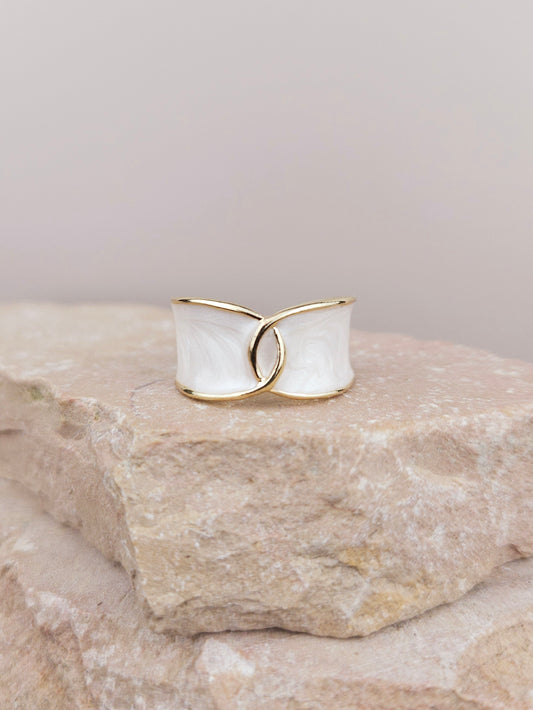 Bague Email Blanche Aztek Bijoux