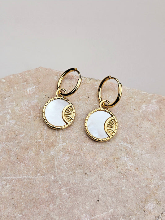 Mini Créoles Lune Blanche Aztek Bijoux