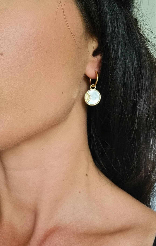 Mini Créoles Lune Blanche Aztek Bijoux