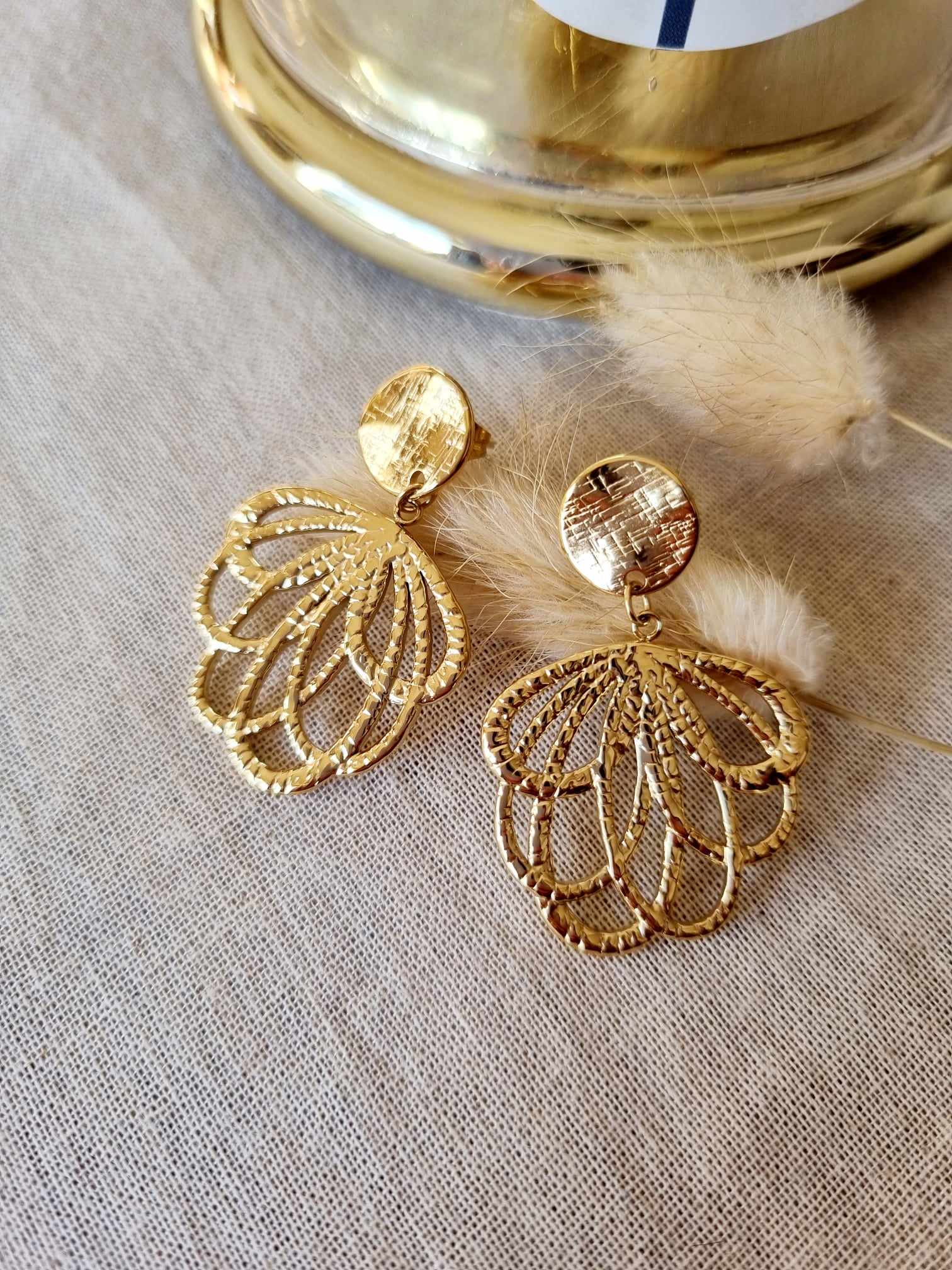 Boucle d'Oreille Feuille Doré Minimaliste Milë Mila