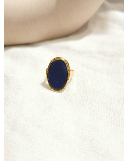 Bague ovale bleu Lapis lazuli/doré AZTEK Bijoux