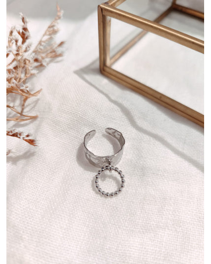 bague pampille anneau argentée AZTEK Bijoux