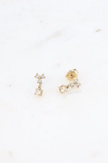 Boucles d'oreilles puces- petit pendentif & oxydes de zirconium AZTEK Bijoux