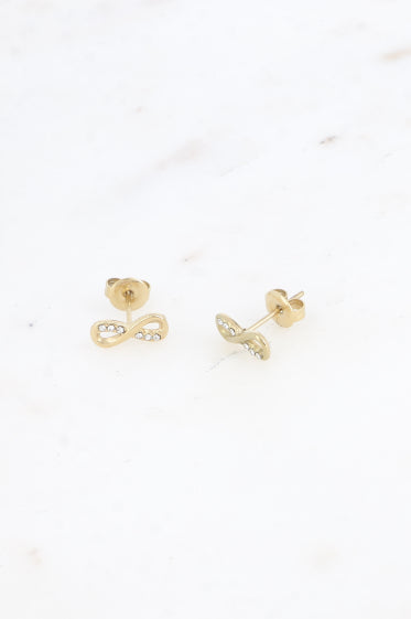Boucles d'oreilles puces - symbole infini avec oxydes de zirconium AZTEK Bijoux