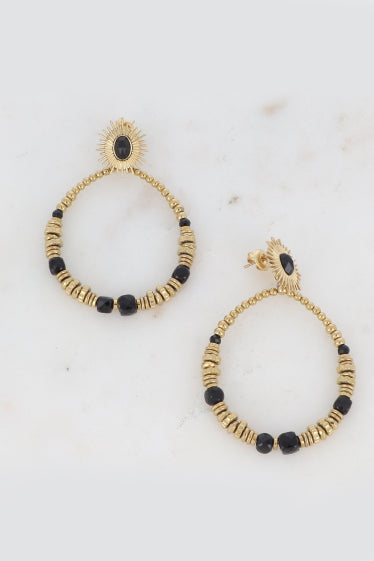 Boucles pendantes Fedicie - perles en acier et pierres naturelles AZTEK Bijoux