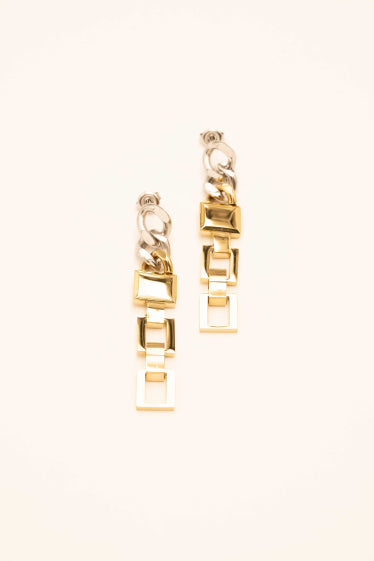 Boucles pendantes Léone - unisex, maille carrée en acier inoxydable AZTEK Bijoux