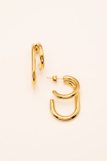 Créoles Bérice - double anneau ovale en acier inoxydable AZTEK Bijoux