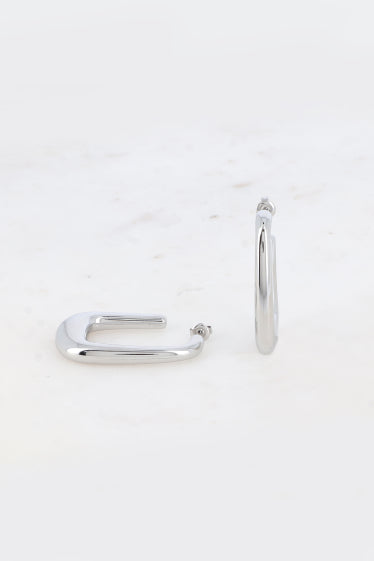 Créoles - en acier inoxydable, anneau rectangulaire plat AZTEK Bijoux